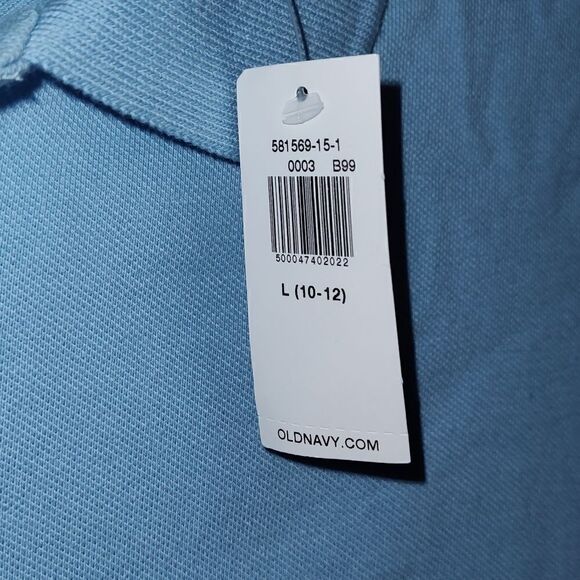 Lot of 2 Old Navy shirt polo uniform long sleeve Large (10-12) Blue And White - Picture 2 of 8